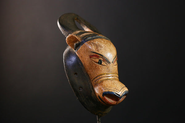 African Mask - Bobo Fing Antelope Hand-Carved Mask, Unique Tribal Wood Art, Cultural Wall Decor, Collectible Ethnic Sculpture Piece- G3747