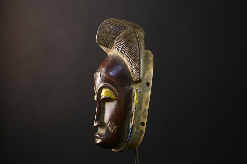 African Mask - Hand-Carved Guro Baule Tribal Wood, Unique Wall Decor, Ethnic Art Piece, Cultural Home Accent, Collectible Sculpture-G3742