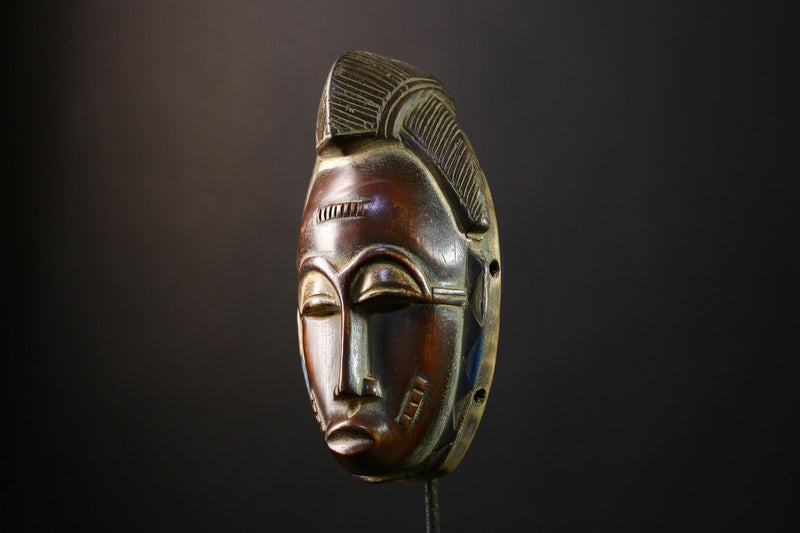 African Mask - Hand-Carved Guro Baule Tribal Wood, Unique Wall Decor, Ethnic Art Piece, Cultural Home Accent, Collectible Sculpture-G3741