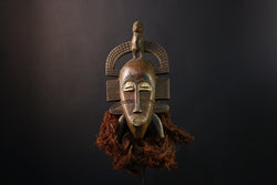 African Mask Senufo Kpelie Hand-Carved Wooden Tribal Face, Unique Wall Art Decor, Ethnic Home Sculpture, Cultural Collectible Piece-G3759