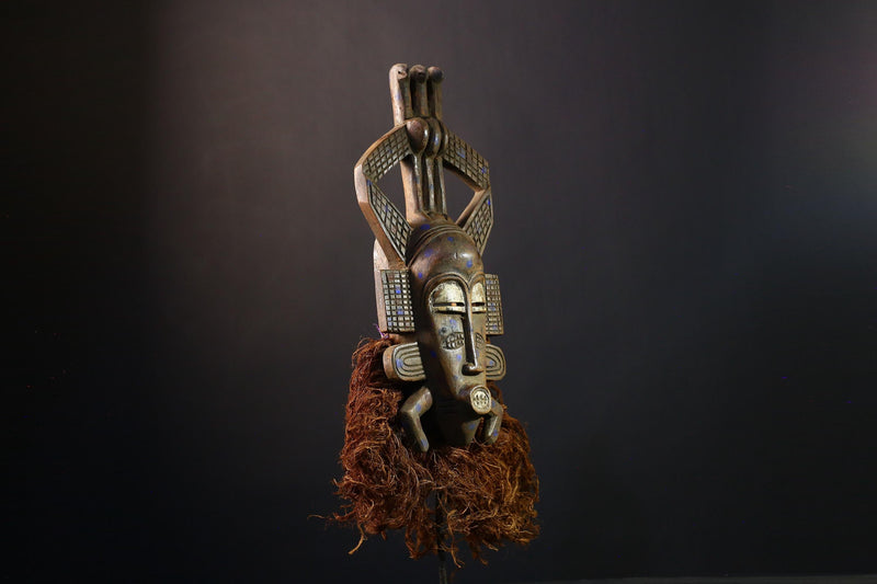 African Mask Vintage Hand-Carved Senufo Kpelie, Unique Tribal Wall Decor, Authentic Cultural Art Piece, Home Accent for Collectors-G3756