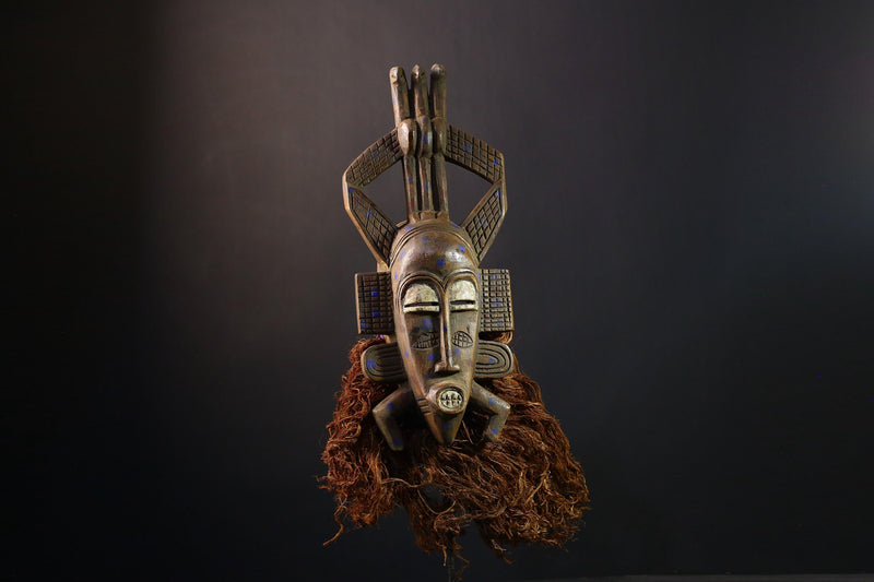 African Mask Vintage Hand-Carved Senufo Kpelie, Unique Tribal Wall Decor, Authentic Cultural Art Piece, Home Accent for Collectors-G3756