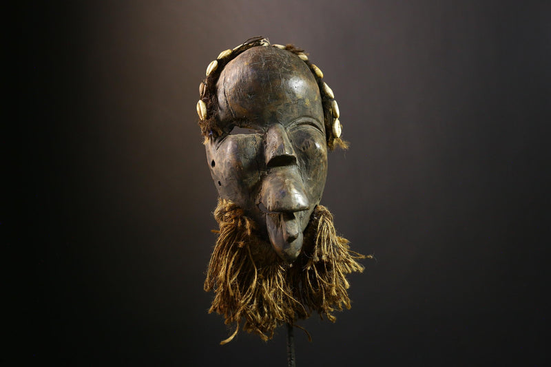 African Mask Antique Dan Tribal Face, Vintage Hand-Carved Wooden Wall Art, Unique Decorative Sculpture, Cultural Home Decor -9603