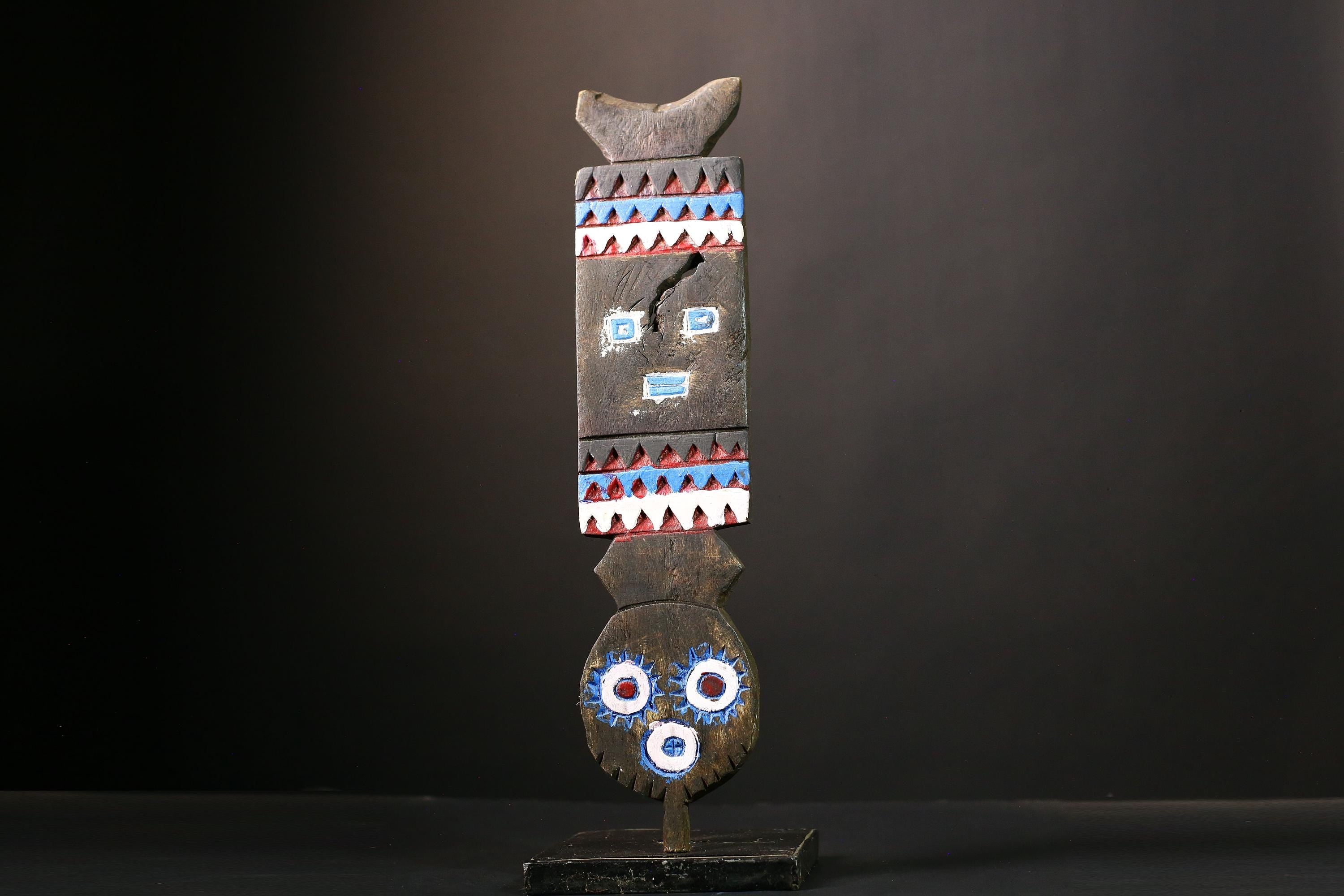African Mask - Antique Bobo Wood Plank Mask - Vintage Tribal Art for Unique Wall Décor and Ethnic Collectible Sculpture Display-G2045