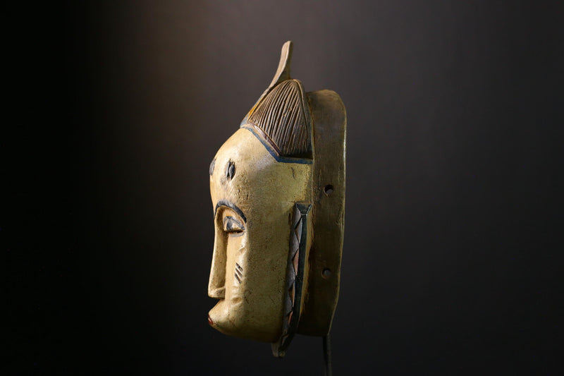 African Mask - Hand-Carved Guro Tribal Face Wooden Wall Art - Vintage Decor for Unique Home Accent and Cultural Collectible-3539