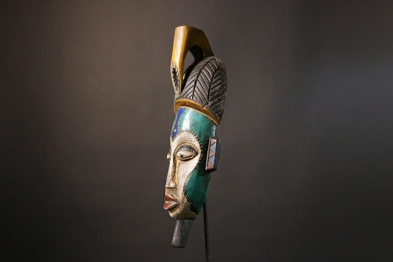 African mask Exquisite Handcrafted African Tribal Mask from Ghana - Unique Ethnic Wall Decor for Boho Chic Interiors-5073