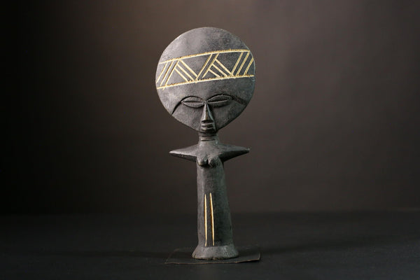 African sculpture Authentic Tribal Art Wooden Carved Akua'ba Doll Fertility Figure Decor Unique Handcrafted Home Accent Vintage Doll -5067