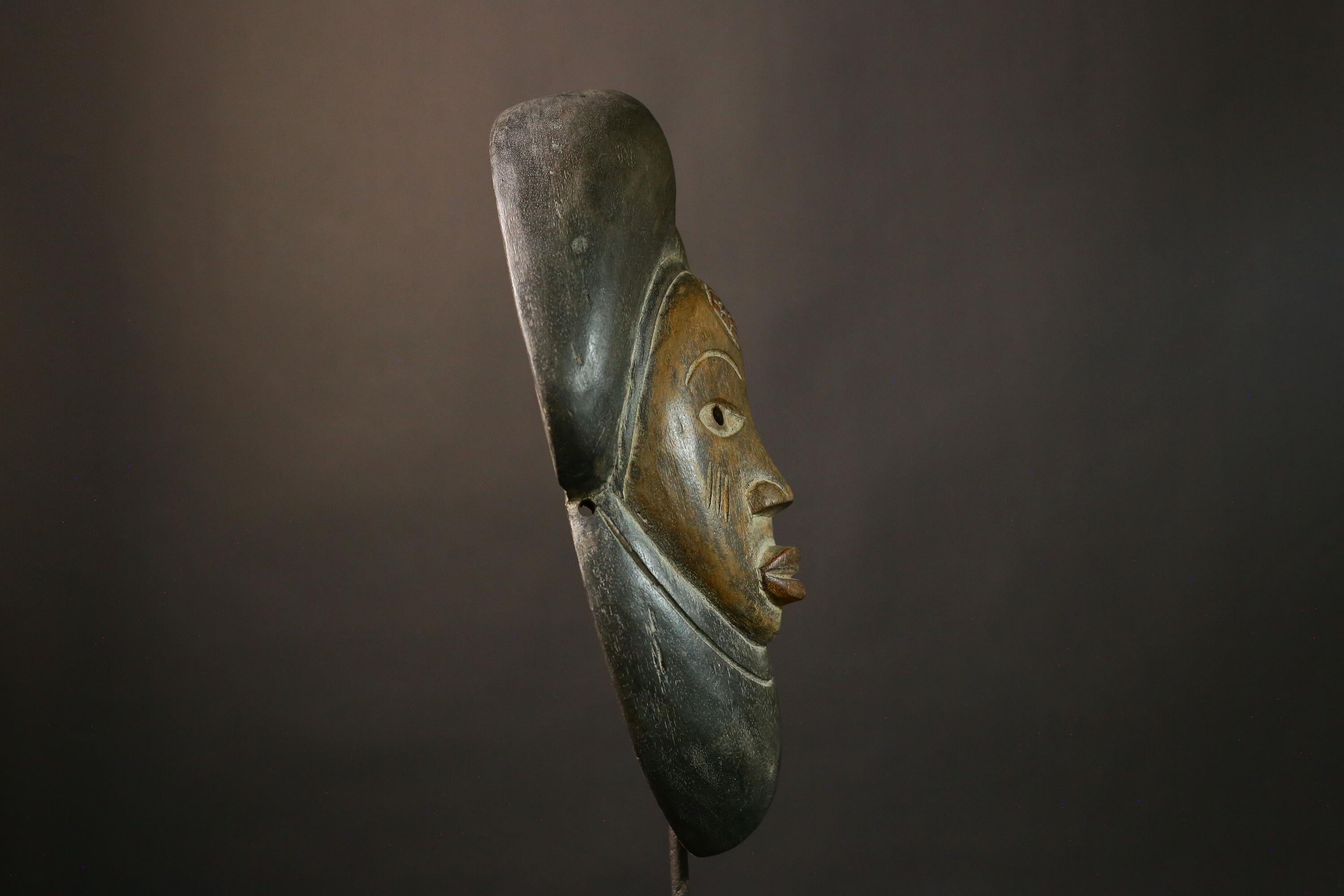 African Tribal Wood Mask Puno Okuyi Mukudji Society Unique Gabon Decor Cultural Artwork for Home Accent Vintage Ethnic Mask Collection-G1941