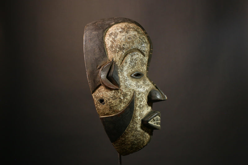 African Mask Authent Nigerian Igbo Wood Carved Maiden Spirit Mask Unique Tribal Wall Decoration  Cultural Home Accent Piece-9493