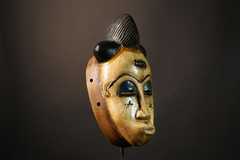 African Mask Authentic Hand Carved Guro Mask Wooden Wall Hanging Art Decor Unique Tribal Mask for Home Decoration Accent Piece -9487