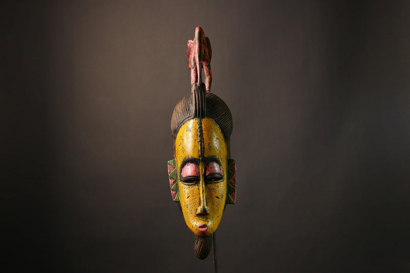 African Hand Carved Wooden Mask | Unique Wall Decor | Art from Guro Tribe | Cultural Home Accent | Tribal Face Mask for Any Room  -9485