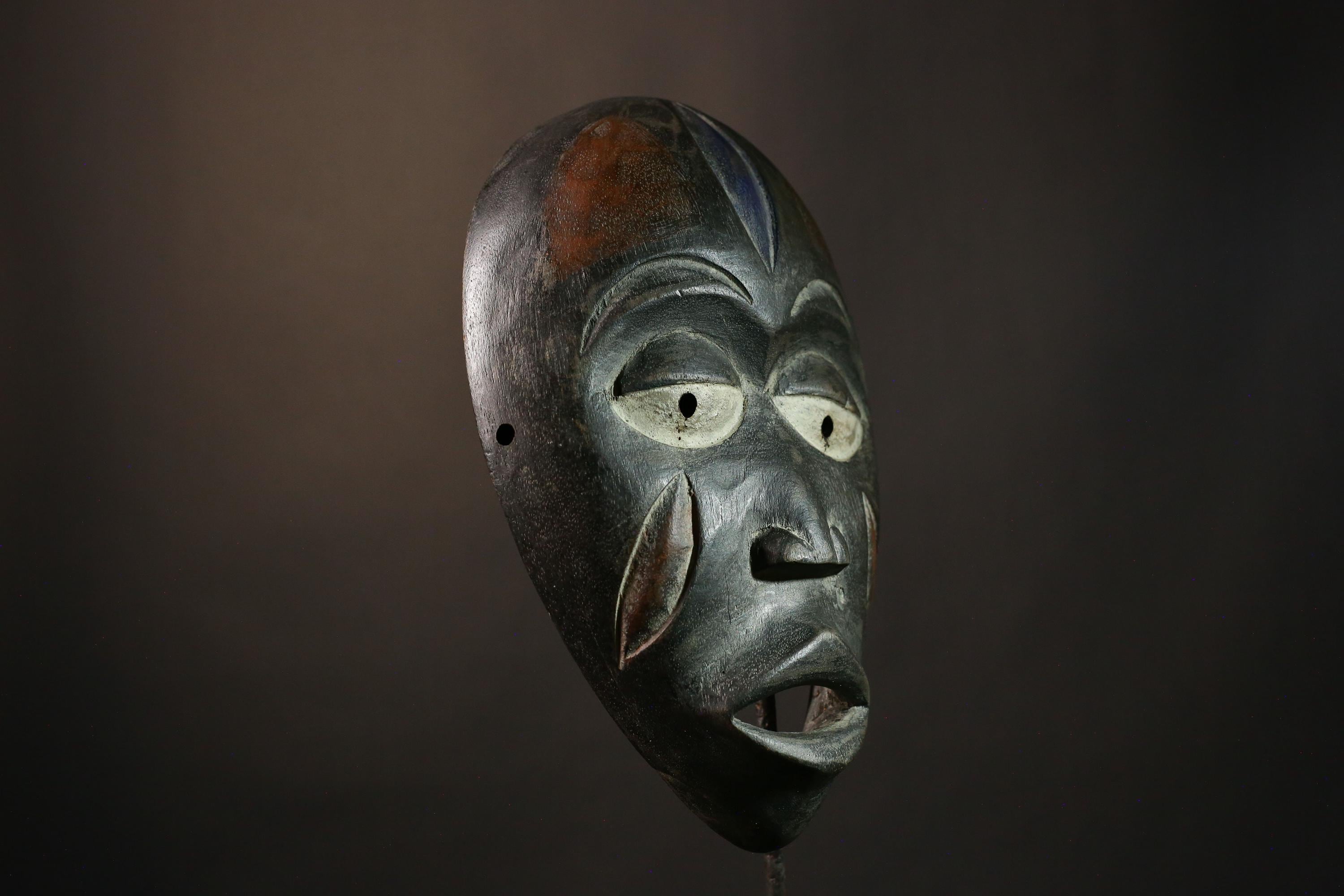 African Mask Hand-Carved Igbo Tribal Face Mask, Authentic Vintage Wall Décor, Unique Art, Perfect Handcrafted Wooden Wall Hanging-G1921