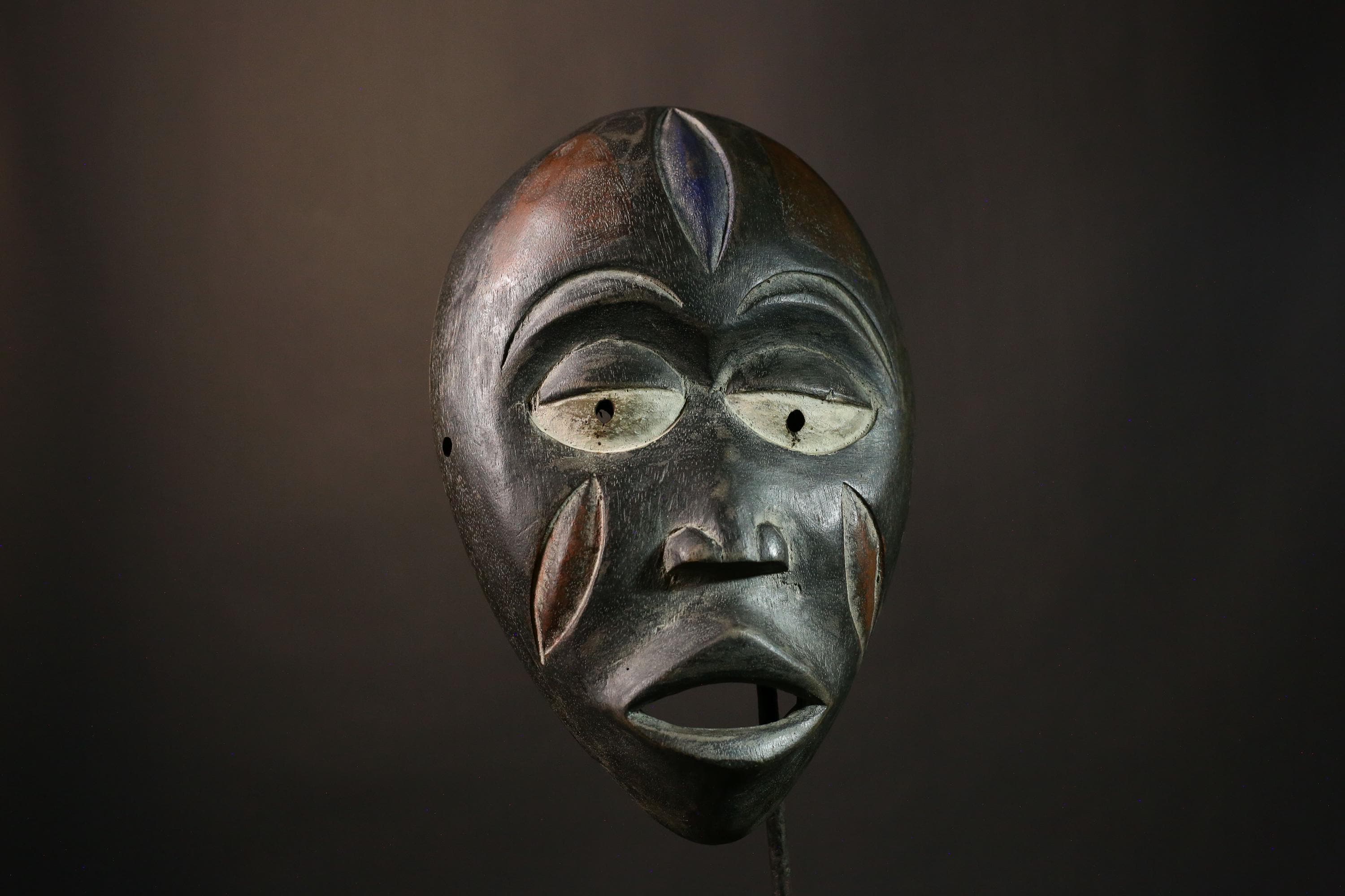 African Mask Hand-Carved Igbo Tribal Face Mask, Authentic Vintage Wall Décor, Unique Art, Perfect Handcrafted Wooden Wall Hanging-G1921