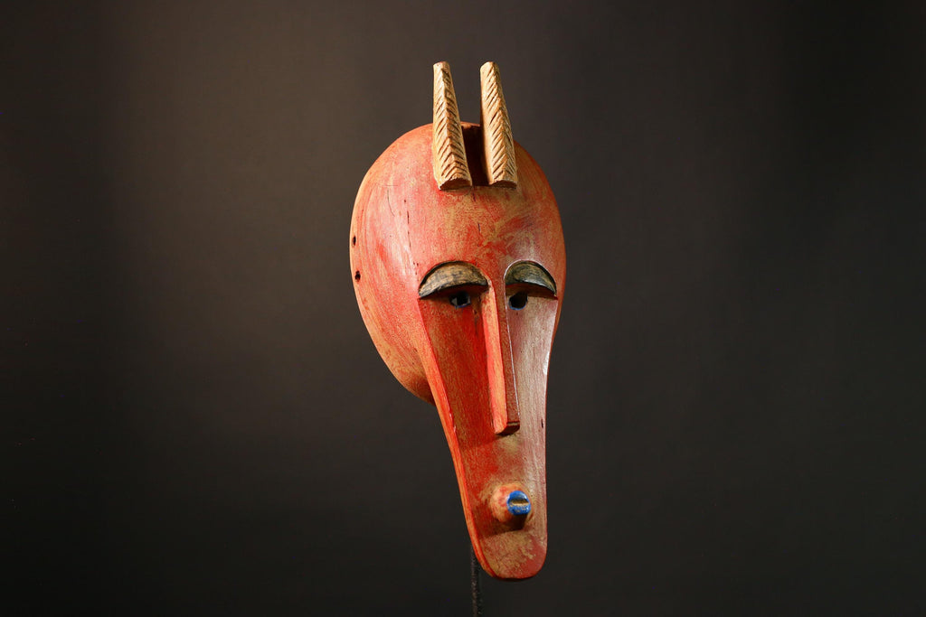 African Stunning Antique Tribal Wood Masks, Exclusive Bambara Wall Décor, Unique Handcrafted Ethnic Art for Collectors and Decoration-G3521