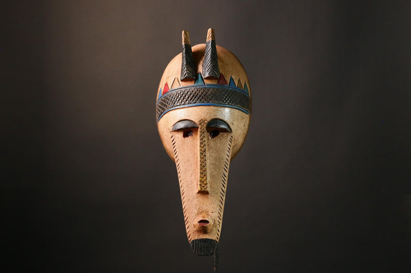 African Vintage Bambara Mask, Handcrafted Kore Tribal Art, Unique Décor, Stunning Ethnic Wall Hanging, Home Decoration and Collectors-G3518