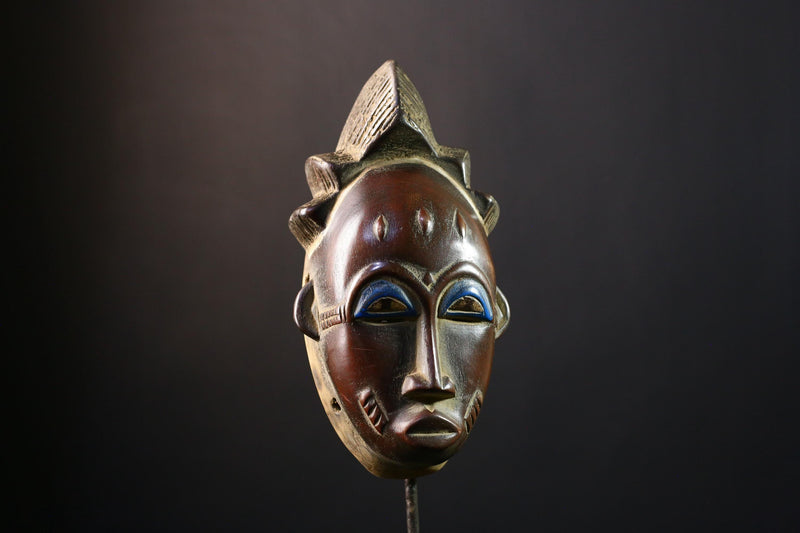 African Mask - Hand-Carved Guro Female Face Zaouli Dance Art - Unique Wall Collectible for Ethnic Home Decor and Cultural Displays -G3780