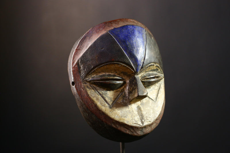 African Mask Lega Tribal Art, Handcrafted Wooden Mask Unique Texture, Cultural Wall Decor, Ethnic Art Collectible for Home Decoration -G3778