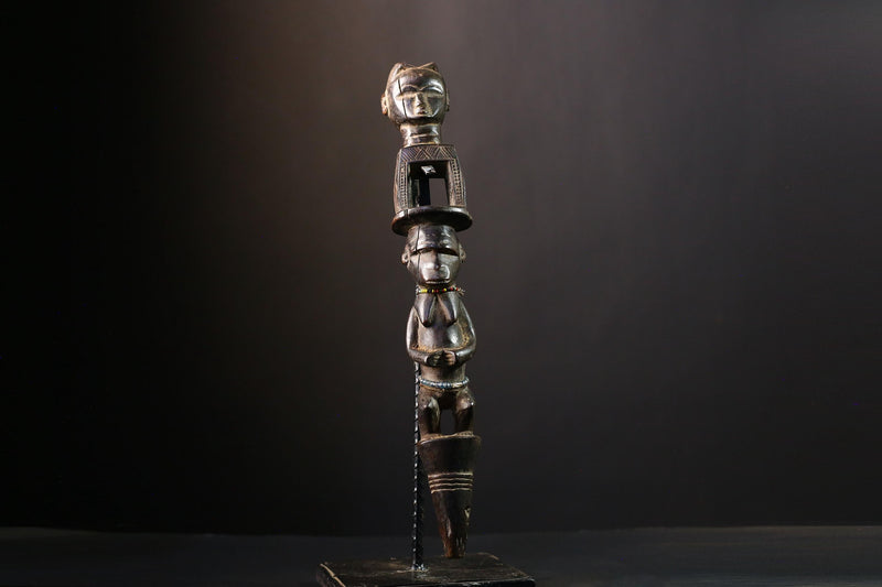 African Figure Nkisi N'kondi Power Figure, Hand-Carved Wooden Tribal Art, Unique Primitive Sculpture, Cultural Home Decor Collectible -G3777