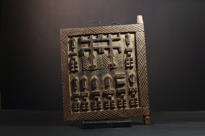 African Dogon Door - Hand-Carved Wooden Granary Door Decor from Dogoan Tribe in Mali - Unique Cultural Art Piece for Home Display-G3771