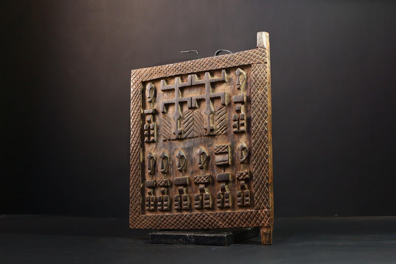 African Dogon Door - Hand-Carved Wooden Granary Door Decor from Dogoan Tribe in Mali - Unique Cultural Art Piece for Home Display-G3771