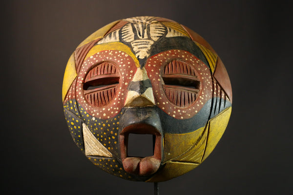 Authentic African Tribal Face Mask, Hand-Carved Wooden Betrothed Mask, Unique Home Decor Art Piece, Cultural Heritage from Ghana-5058