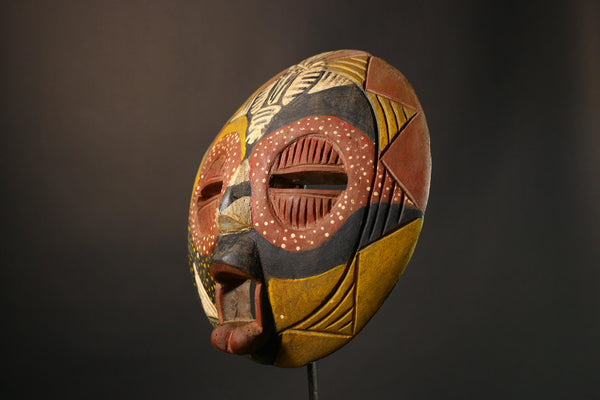 Authentic African Tribal Face Mask, Hand-Carved Wooden Betrothed Mask, Unique Home Decor Art Piece, Cultural Heritage from Ghana-5058