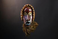 African Mask - Rare Hand-Carved Dan Rasta Tribal Mask - Authentic Cote d'Ivoire Decor for Unique Home and Cultural Art Display-G3794