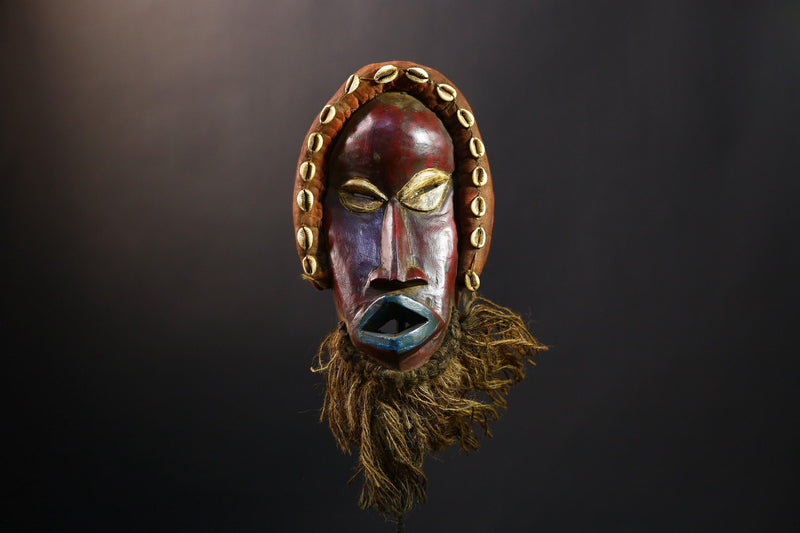 African Mask - Rare Hand-Carved Dan Rasta Tribal Mask - Authentic Cote d'Ivoire Decor for Unique Home and Cultural Art Display-G3794