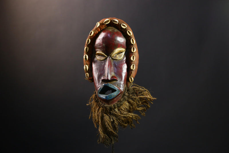 African Mask - Rare Hand-Carved Dan Rasta Tribal Mask - Authentic Cote d'Ivoire Decor for Unique Home and Cultural Art Display-G3794