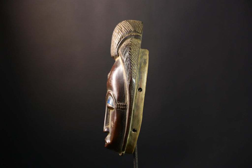 African Mask - Baoulé Hand-Carved Tribal Art Wooden Face - Unique African Decor for Home and Ethnic Wall Art Collectibles Display-G3789
