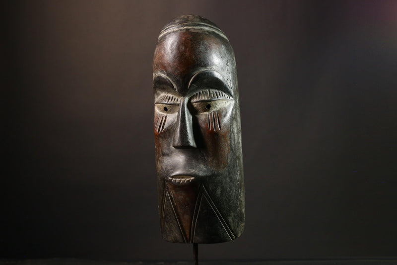 African Mask Authentic Hand-Carved Tribal Igbo Female Face Mask, Unique Wooden Art Decor Piece, Cultural Home Accent from Nigeria-G1957