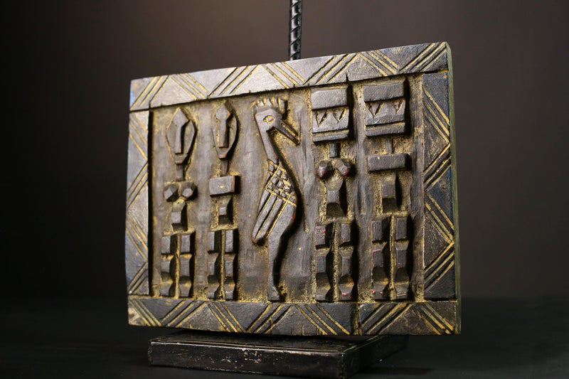 Authentic African Yoruba Granary Door, Hand-Carved Wooden Wall Hanging, Unique Cultural Home Decor Piece, Artistry from Nigeria-G1951