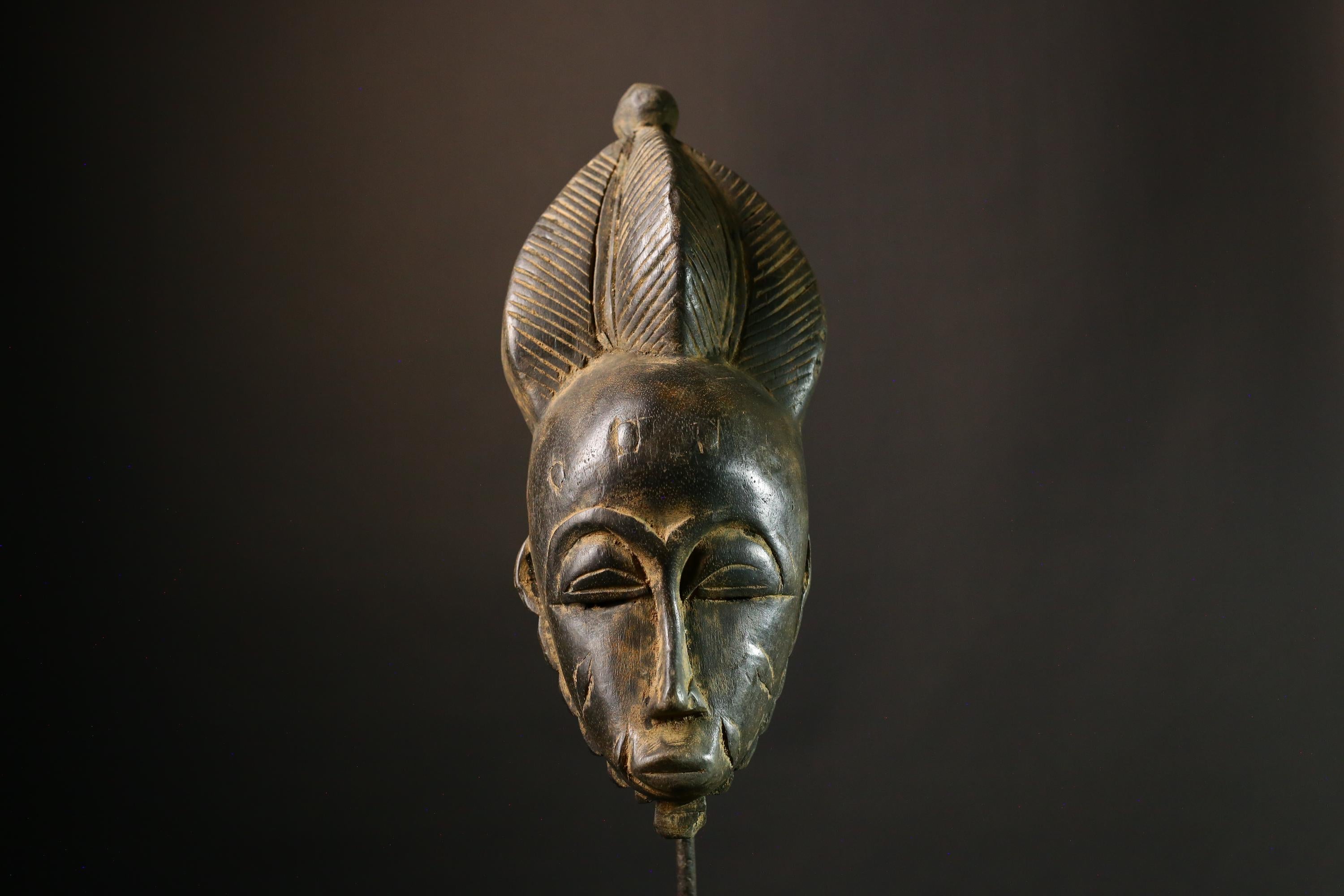 African Mask Authent Tribal Wood Hand-Carved Guro Baule Mask, Unique Wall Hanging Decor, Cultural Art Piece for Home and Gallery -G1917