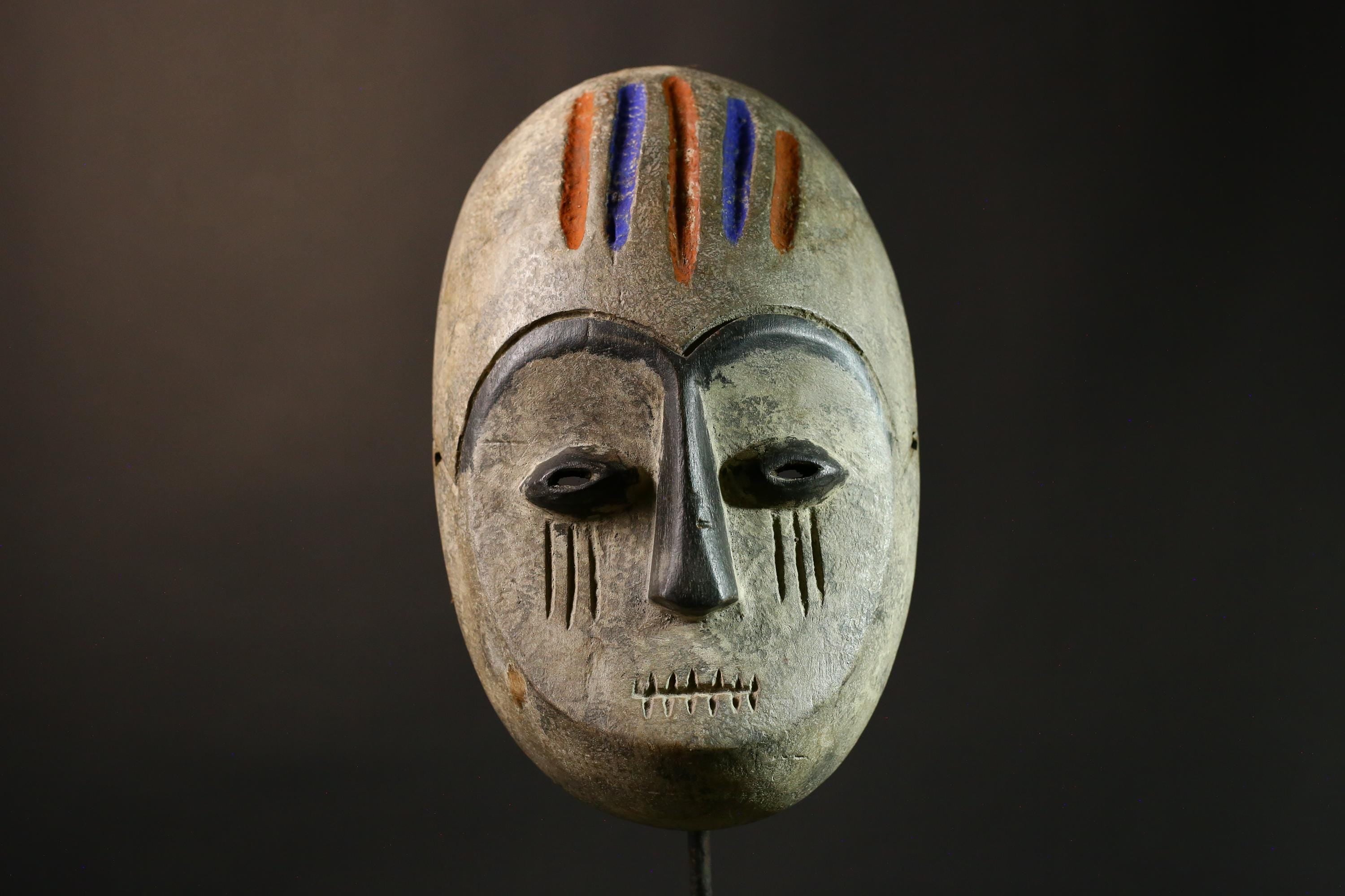 African Mask Hand-Carved Tribal Wood Wall Art Authentic Ethnic Decor Unique Home Accent  Boho Chic Cultural Artwork Gift-G1915