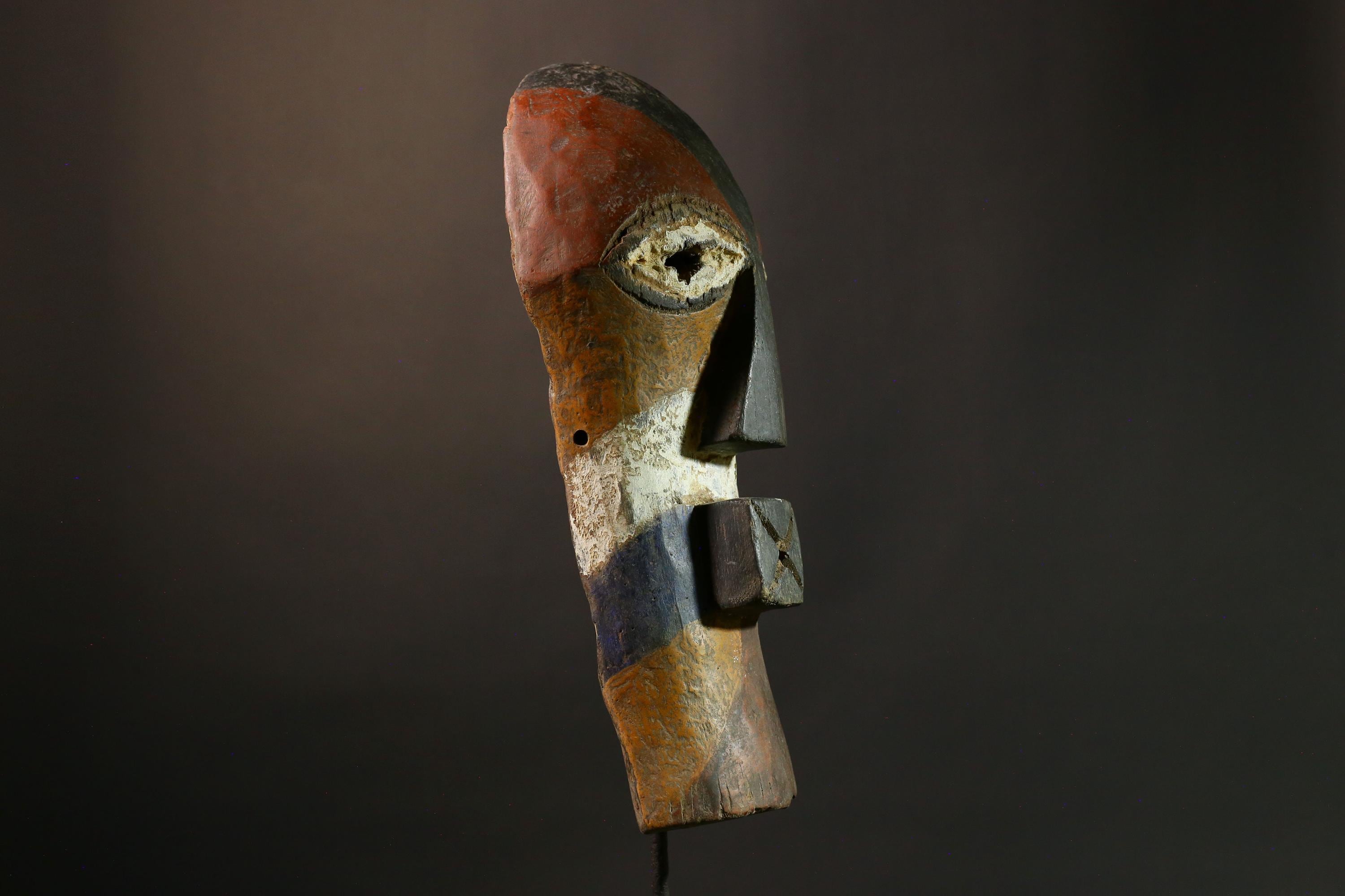 African Tribal Songye Wall Mask, Hand-Carved Wooden Art Piece, Unique Cultural Decor for Home and Gallery Display, Stunning Heritage -G1910