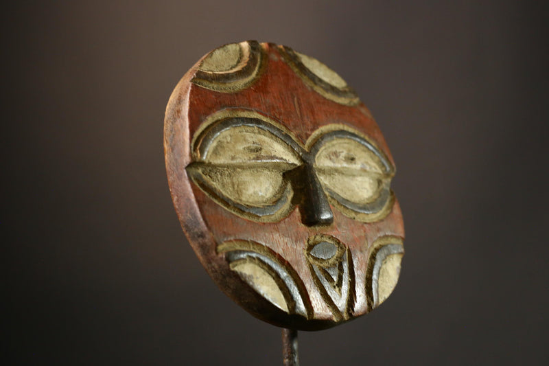 African Mask Authentic Moon Mask | Antique Handmade Teke Eket Art | Unique Wooden Wall Hanging | Exquisite Tribal Decor Piece- G3535