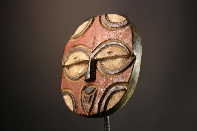 African Mask Authentic Moon Mask | Antique Handmade Teke Eket Art | Unique Wooden Wall Hanging | Exquisite Tribal Decor Piece- G3535