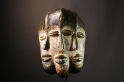 African Mask Three Faces Lega Mask | Authentic Congo Bwami Art | Handcrafted Decorative Piece | Unique Home Wall Decor - G3532