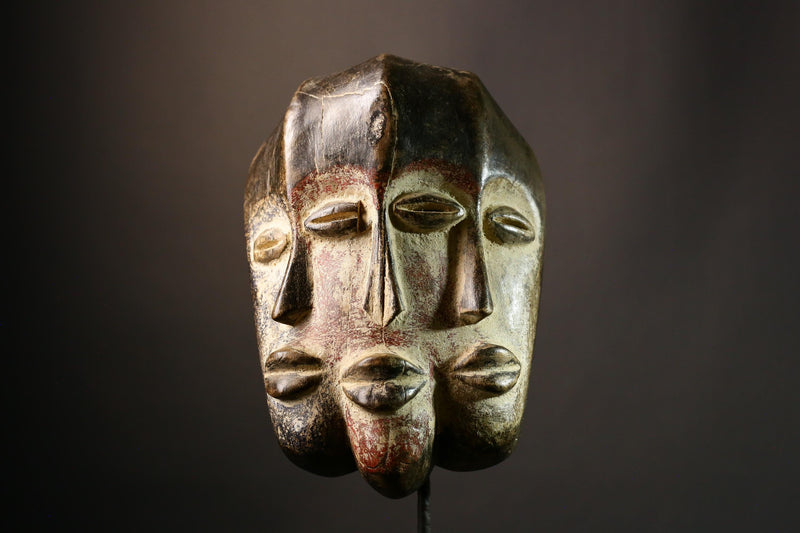 African Mask Three Faces Lega Mask | Authentic Congo Bwami Art | Handcrafted Decorative Piece | Unique Home Wall Decor - G3532