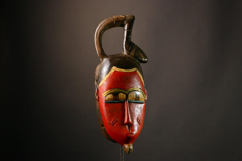 African Mask Authentic Guro Baule Mask | Hand-Carved Tribal Design | Unique Decorative Wooden Art | Exquisite Home Wall Decor - G3531