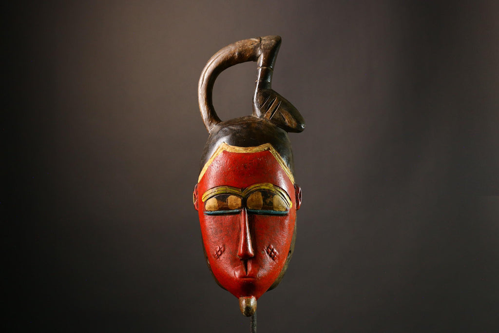 African Mask Authentic Guro Baule Mask | Hand-Carved Tribal Design | Unique Decorative Wooden Art | Exquisite Home Wall Decor - G3531