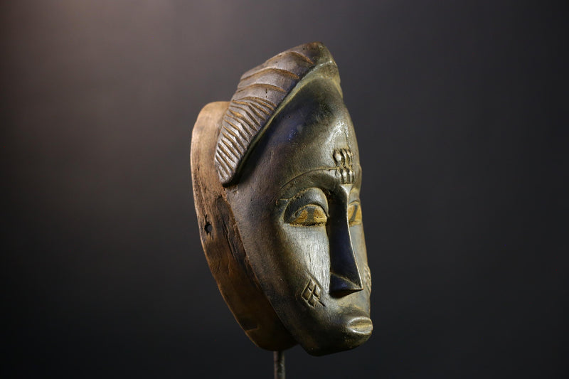 African Mask - Handcrafted Gu Mask from the Guro Tribe - Unique Female Art Decor for Home Display and Cultural Collectible Sculpture  -5334