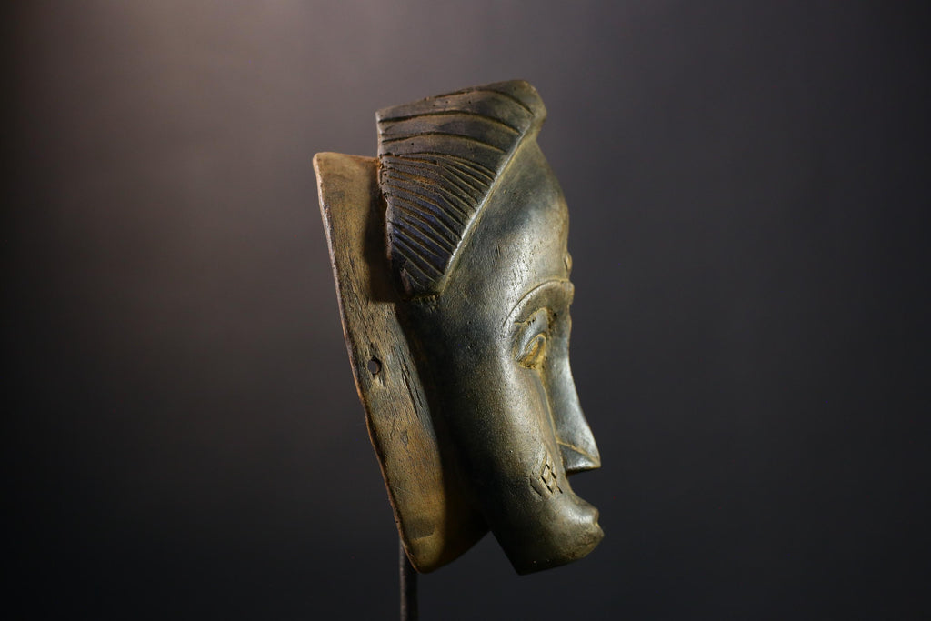 African Mask - Handcrafted Gu Mask from the Guro Tribe - Unique Female Art Decor for Home Display and Cultural Collectible Sculpture  -5334
