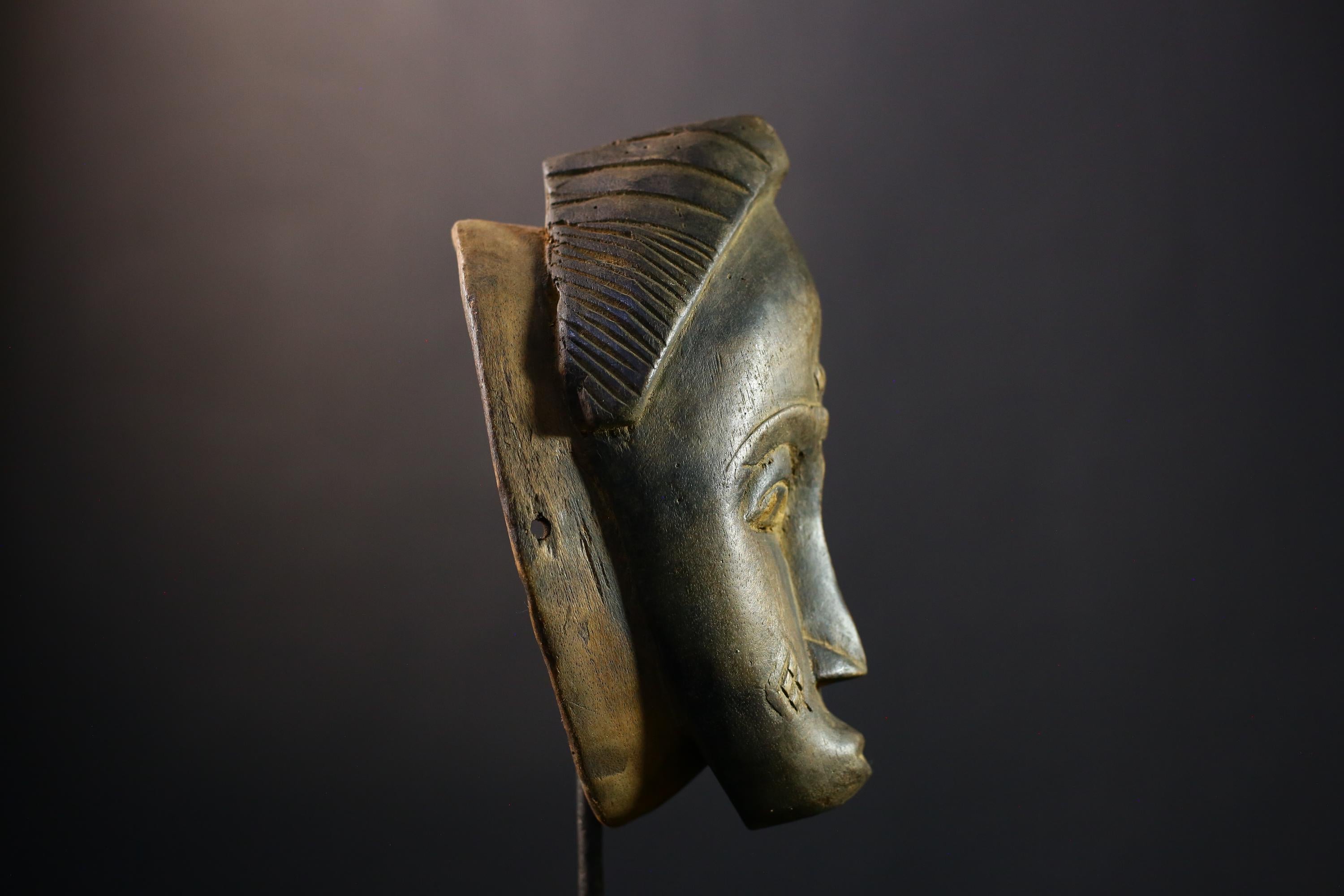 African Mask - Handcrafted Gu Mask from the Guro Tribe - Unique Female Art Decor for Home Display and Cultural Collectible Sculpture  -5334