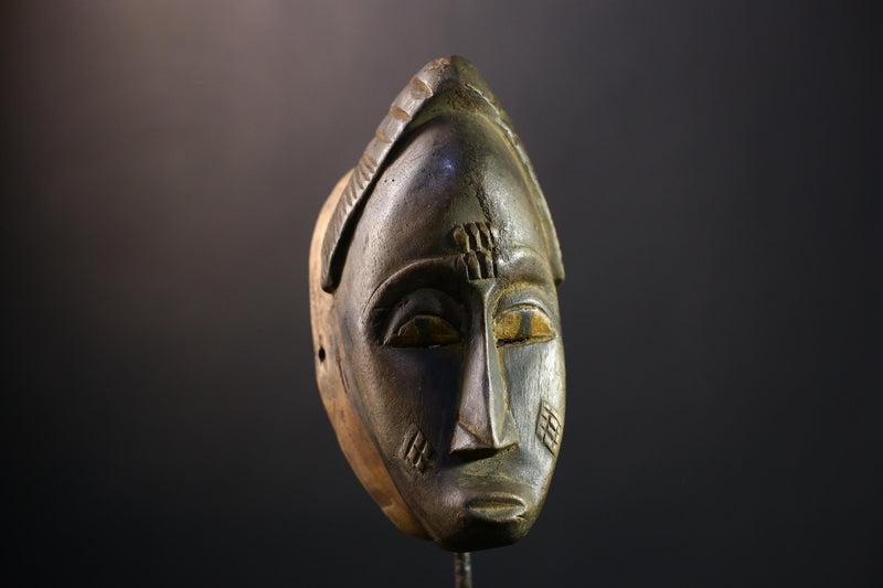 African Mask - Handcrafted Gu Mask from the Guro Tribe - Unique Female Art Decor for Home Display and Cultural Collectible Sculpture  -5334