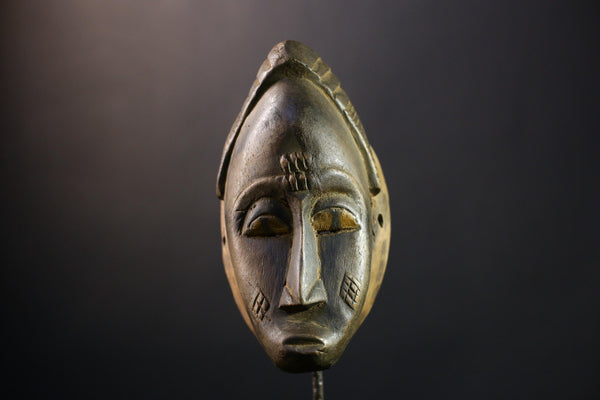 African Mask - Handcrafted Gu Mask from the Guro Tribe - Unique Female Art Decor for Home Display and Cultural Collectible Sculpture  -5334