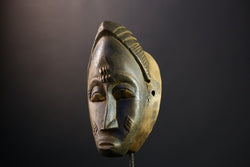 African Mask - Handcrafted Gu Mask from the Guro Tribe - Unique Female Art Decor for Home Display and Cultural Collectible Sculpture  -5334