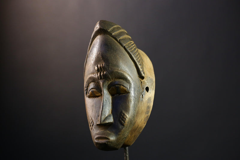 African Mask - Handcrafted Gu Mask from the Guro Tribe - Unique Female Art Decor for Home Display and Cultural Collectible Sculpture  -5334