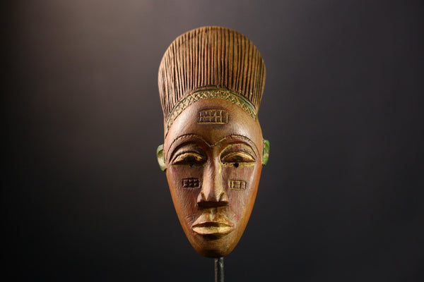 African Mask - Vintage Guro Tribe Hand-Carved Art - Unique Wall Decor from Côte d'Ivoire for Cultural Collectibles and Home Display-9645