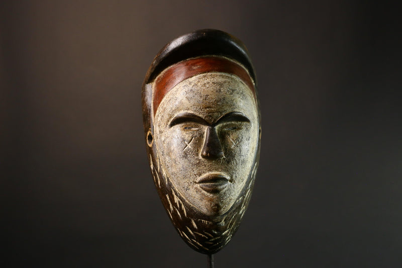 African Mask Authentic Lega Mask Art Congo Bwami Cultural Decor Unique Handcarved Faces Tribal Wall Masks for Home - G3552